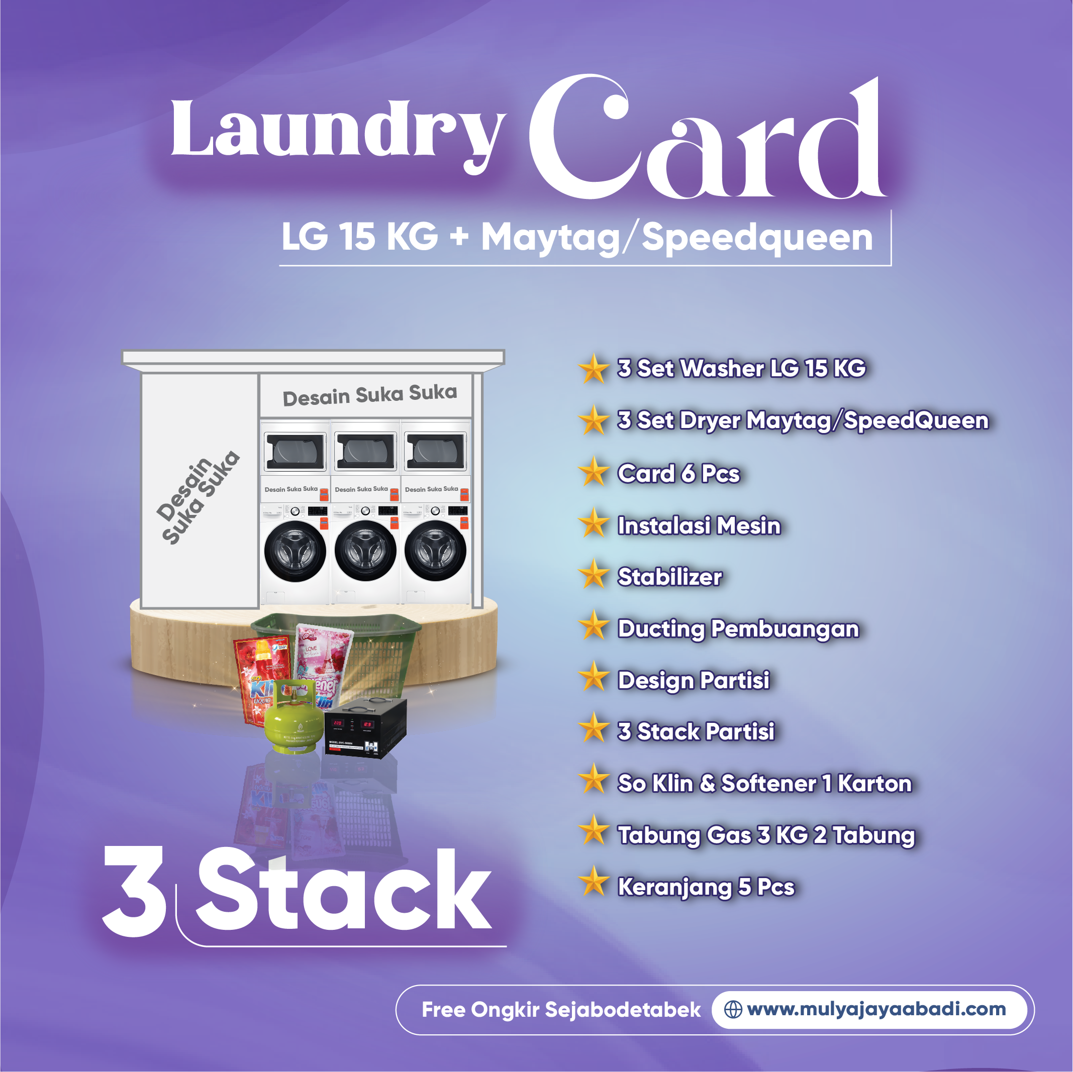 Paket Laundry Card - LG 15 + Maytag dan Speedqueen - 3 Stack - Paket Komplit - Mulya Jaya Abadi-04-02