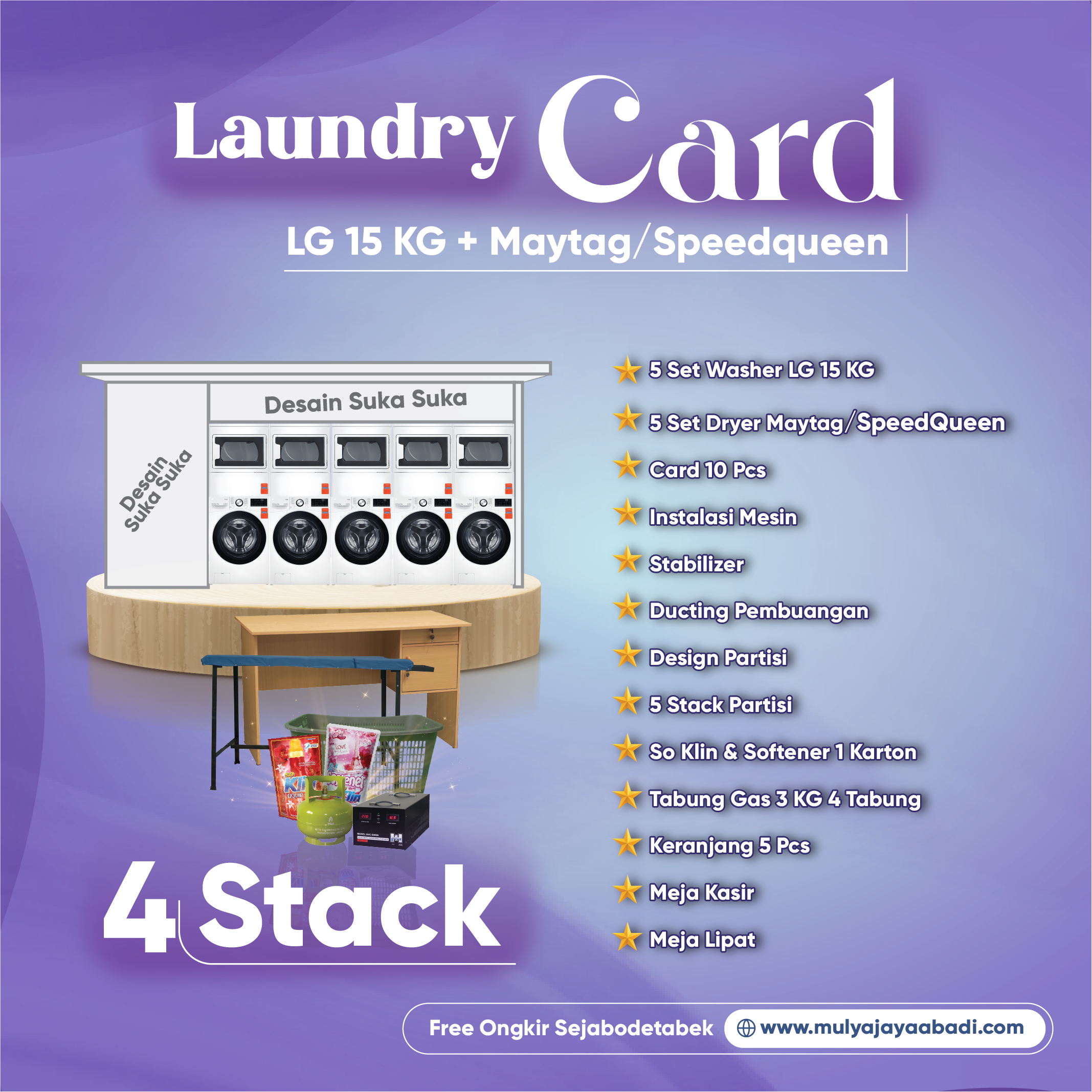 Paket Laundry Card - LG 15 + Maytag dan Speedqueen - 5 Stack - Paket Komplit - Mulya Jaya Abadi-04-04