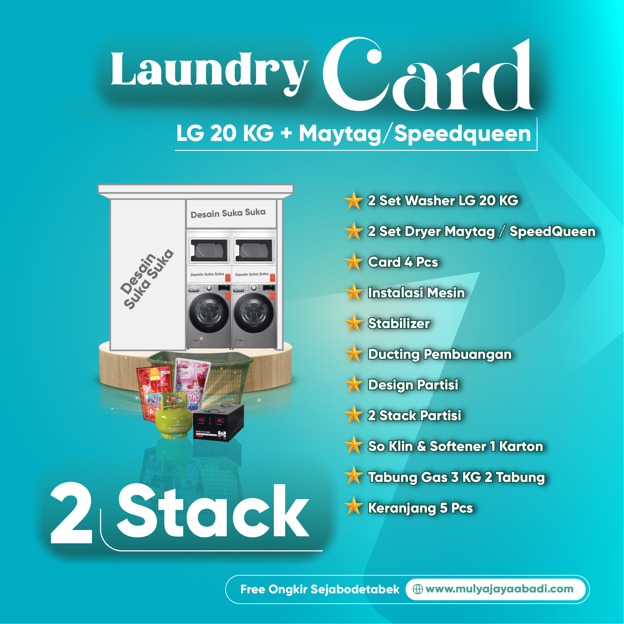 Paket Laundry Card LG 20kg dan Maytag dan Speedqueen
