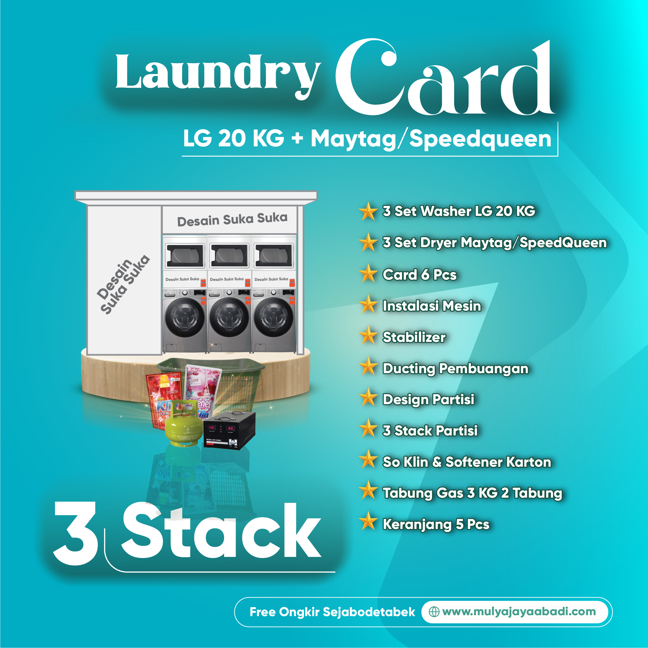 Paket Laundry Card LG 20kg dan Maytag dan Speedqueen
