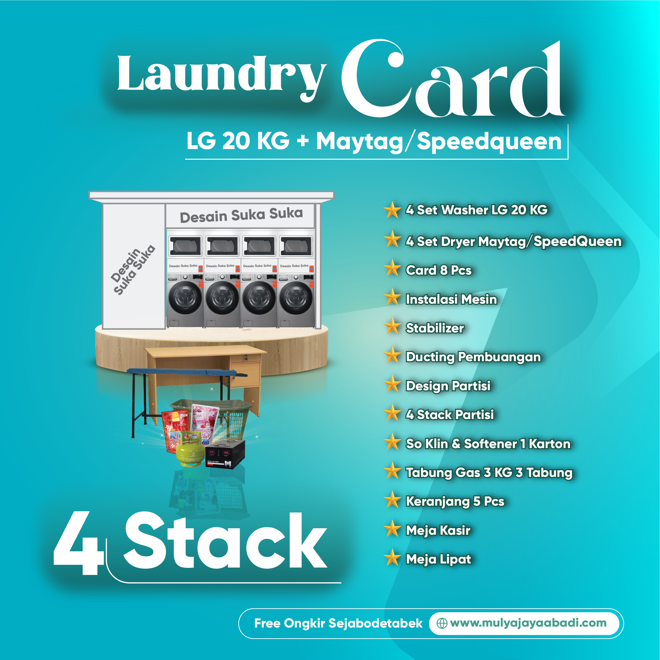 Paket Laundry Card LG 20kg dan Maytag dan Speedqueen