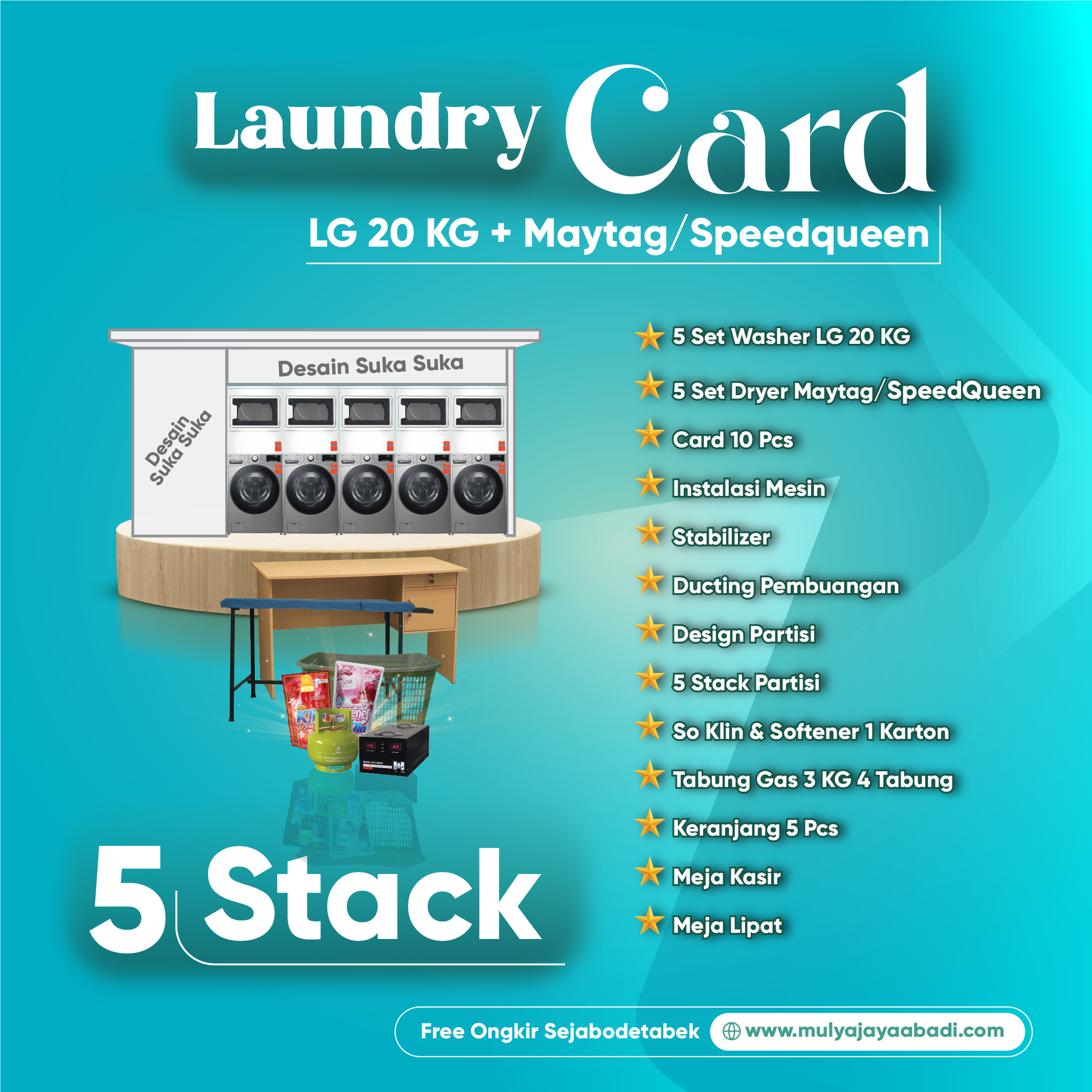 Paket Laundry Card LG 20kg dan Maytag dan Speedqueen