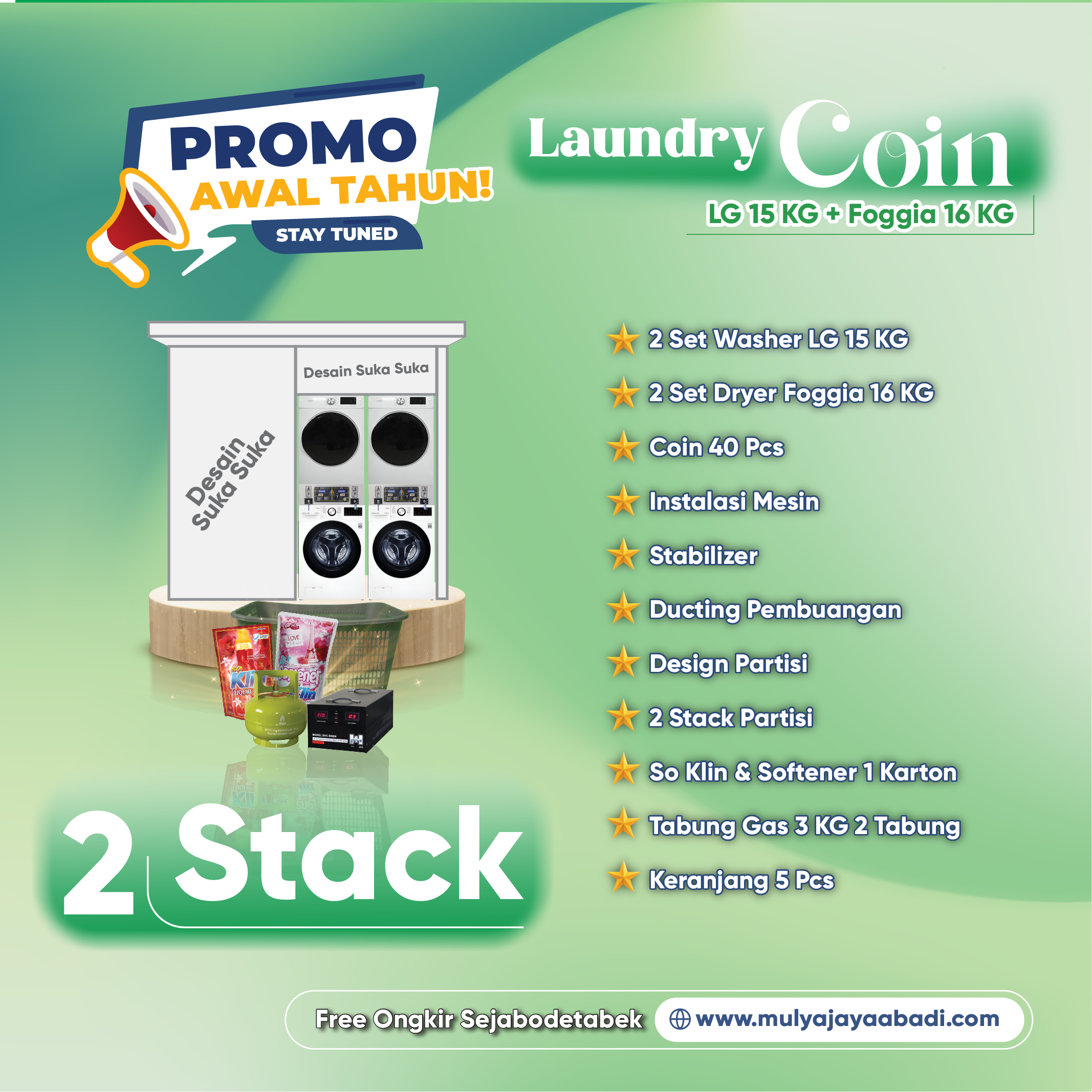 Paket Usaha Laundry Coin LG dan Dryer Foggia