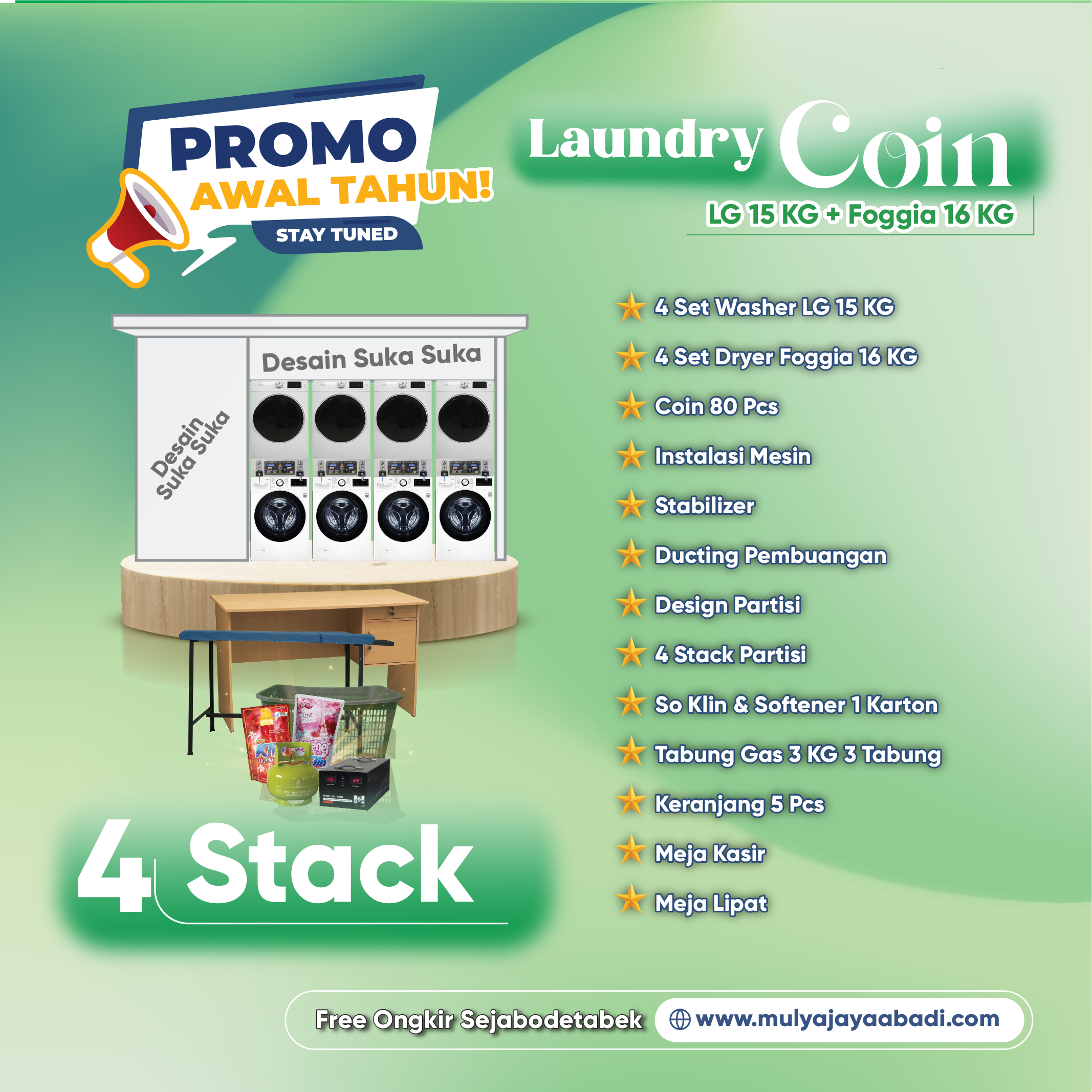 Paket Usaha Laundry Coin LG dan Dryer Foggia