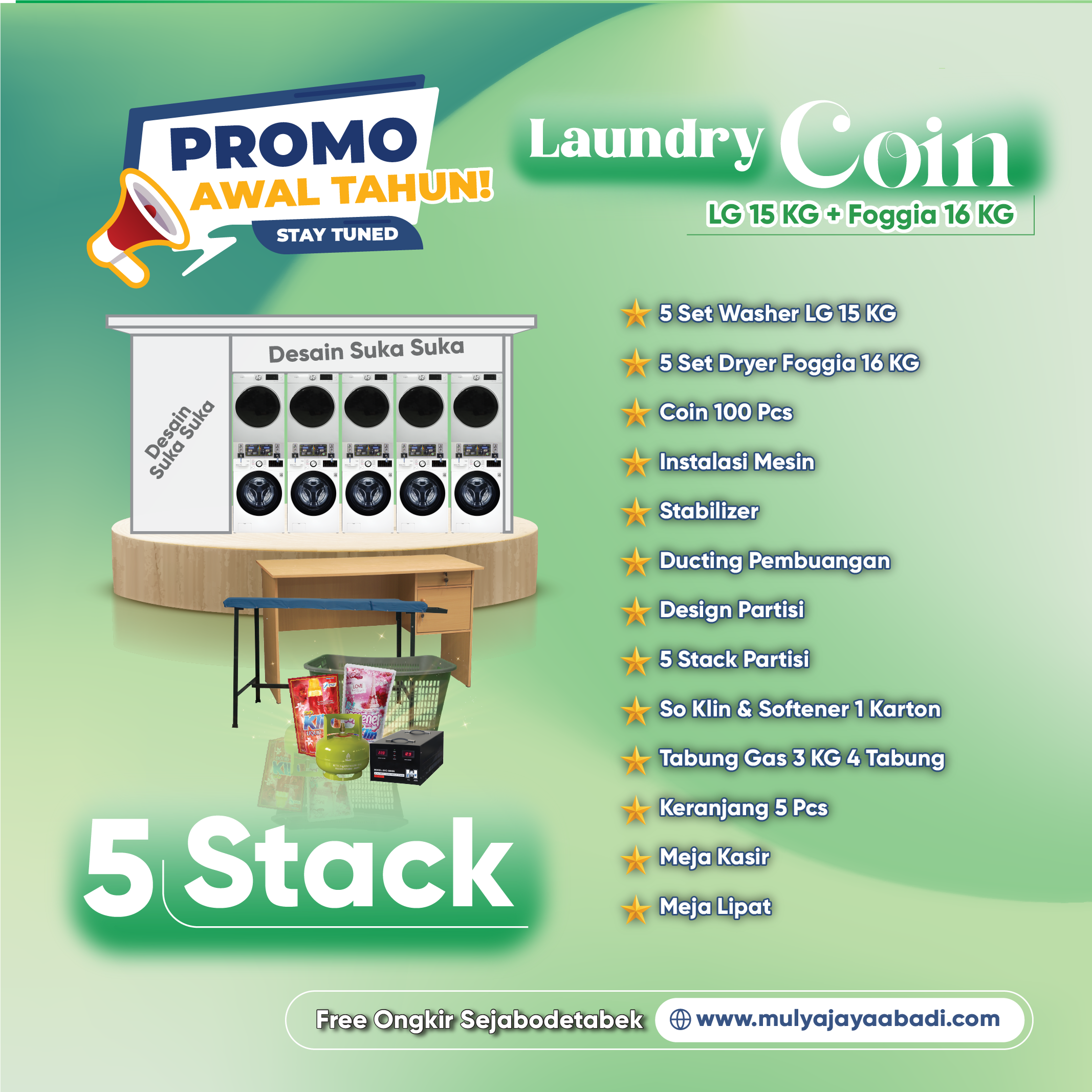 Paket Usaha Laundry Coin LG dan Dryer Foggia