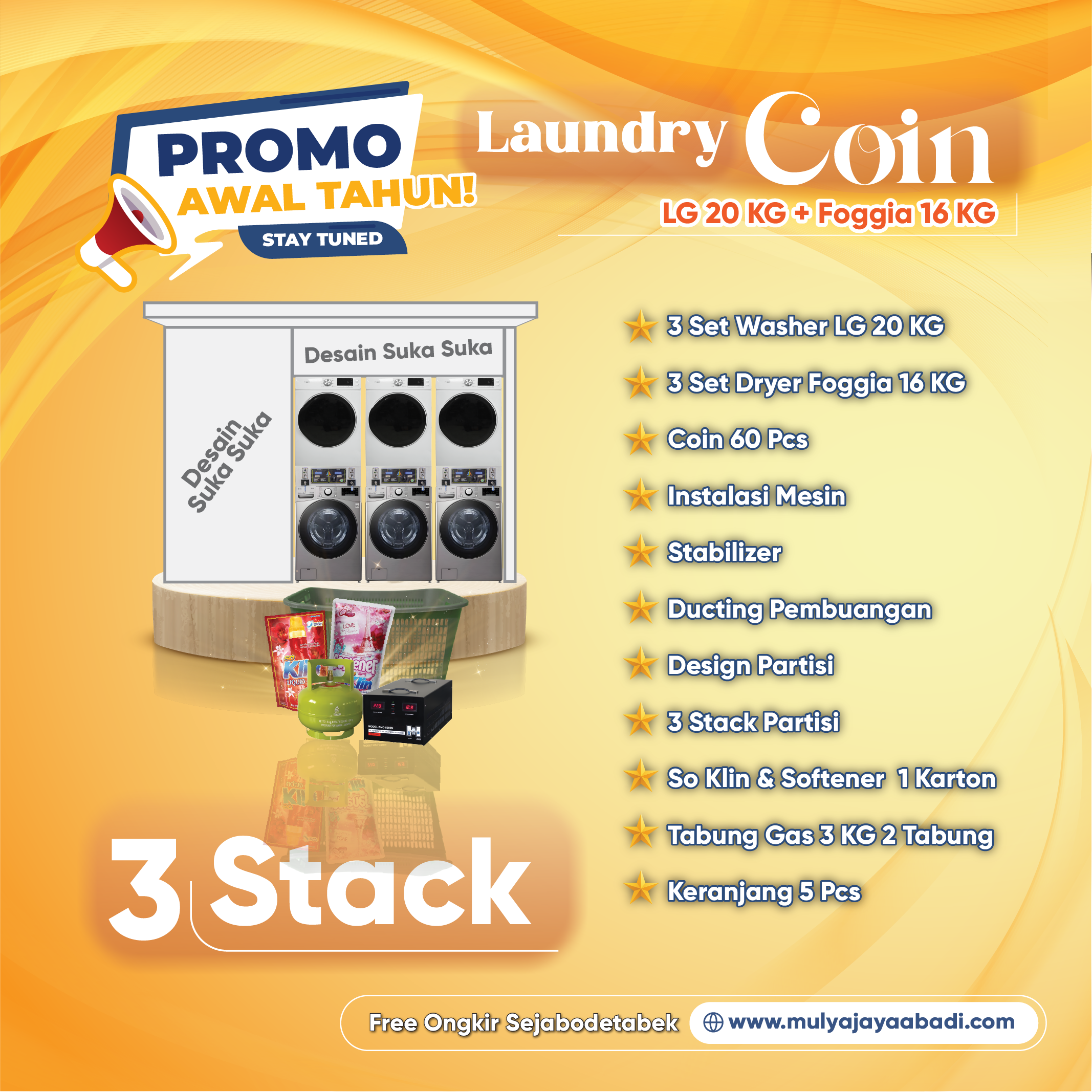 Paket Laundry Coin - LG 20 + Foggia - 3 Stack - Paket Komplit - Mulya Jaya Abadi-02
